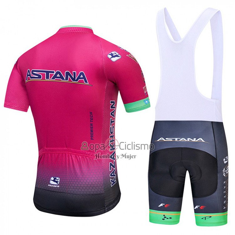 Astana Ropa Ciclismo Culotte Corto 2018 Mangas Cortas Rosa